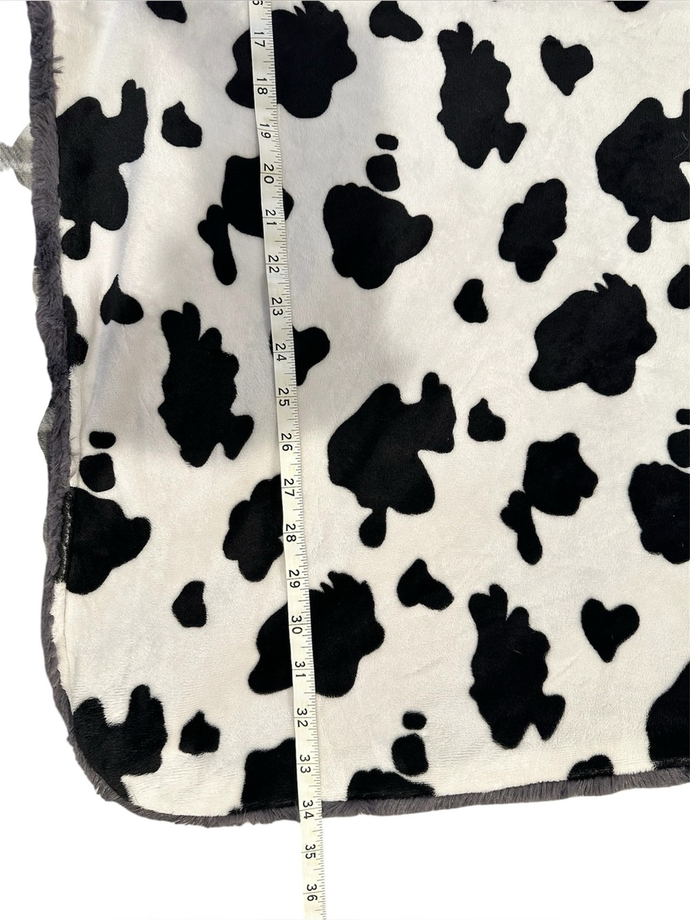 Custom Wisconsin Cow Print & Grey Plush Baby Toddler Blanket 29x34 - Picture 7 of 7